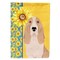 Caroline's Treasures Summer Sunflowers Lemon and White Tricolor Basset Hound Flag Garden Size